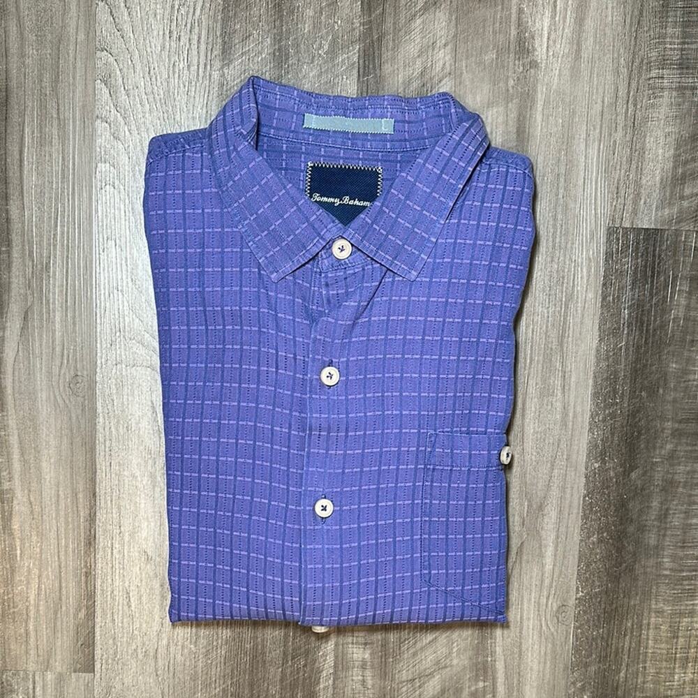 Tommy Bahama Silk Blend Checkered Long Sleeve Button Down - XL